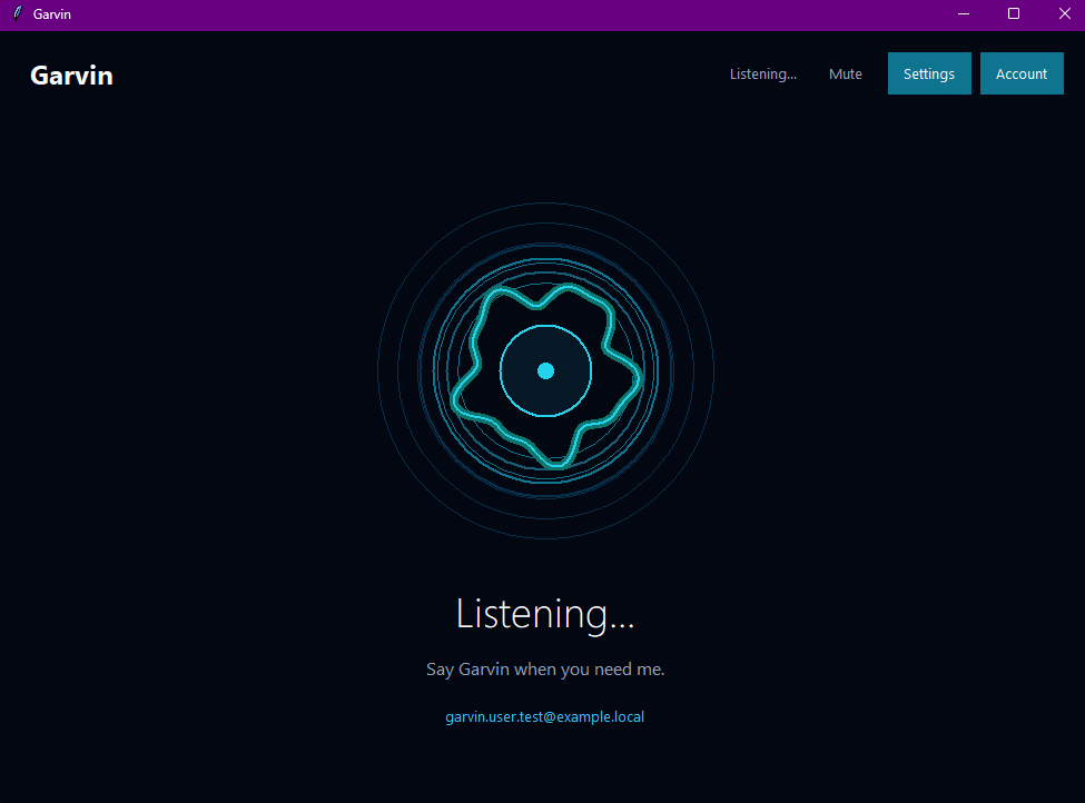 Garvin desktop app listening for voice commands on Windows